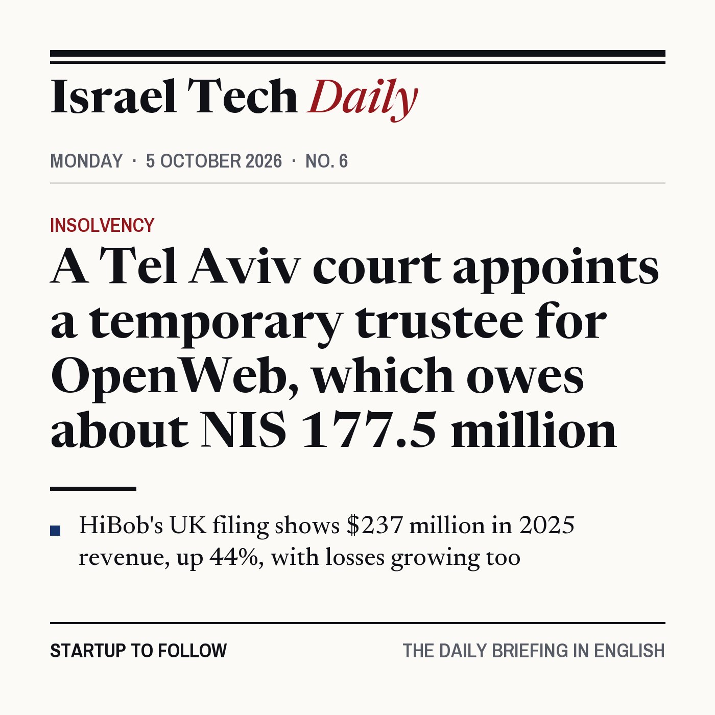 Israel Tech Daily, 5 October 2026