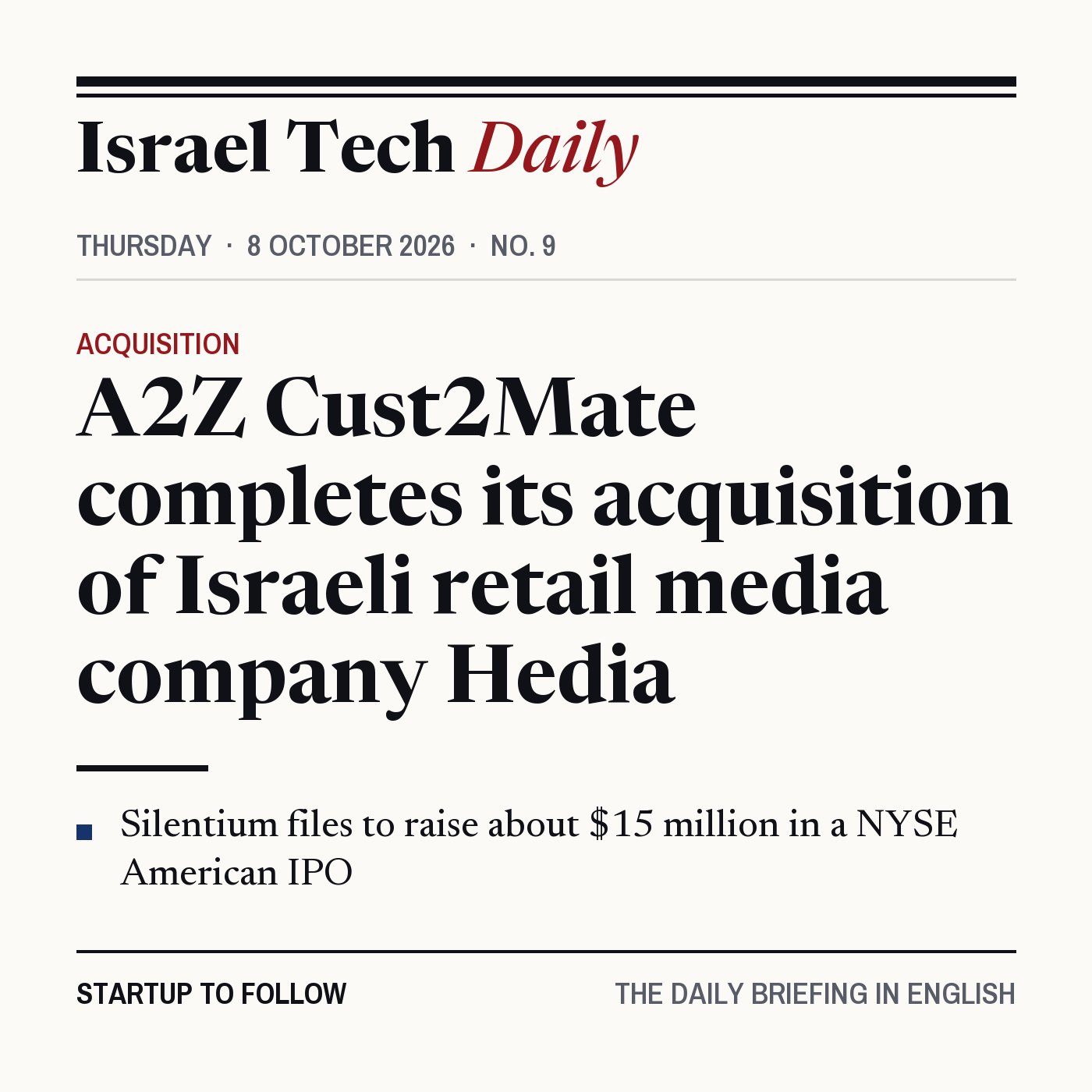 Israel Tech Daily, 8 October 2026