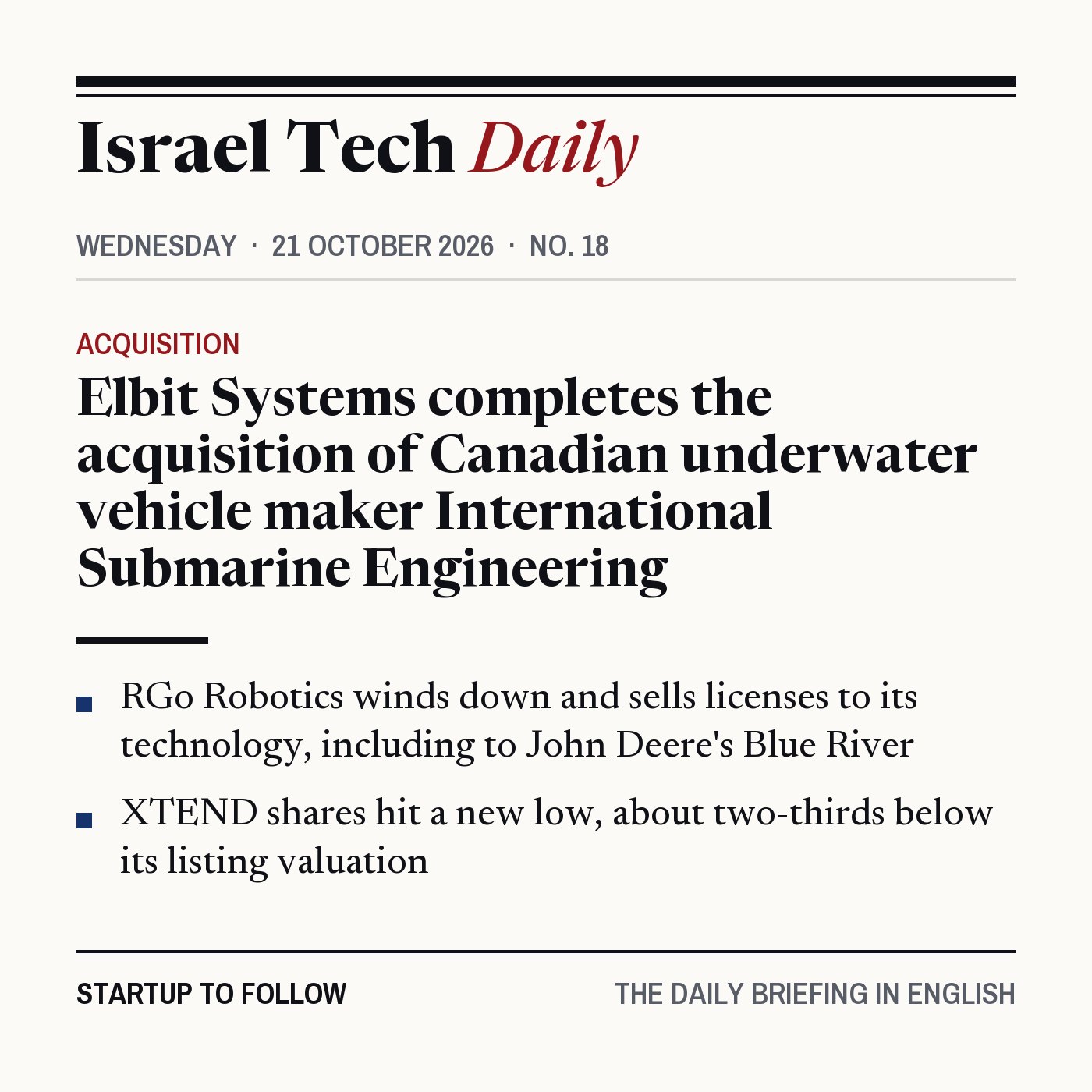 Israel Tech Daily, 21 October 2026