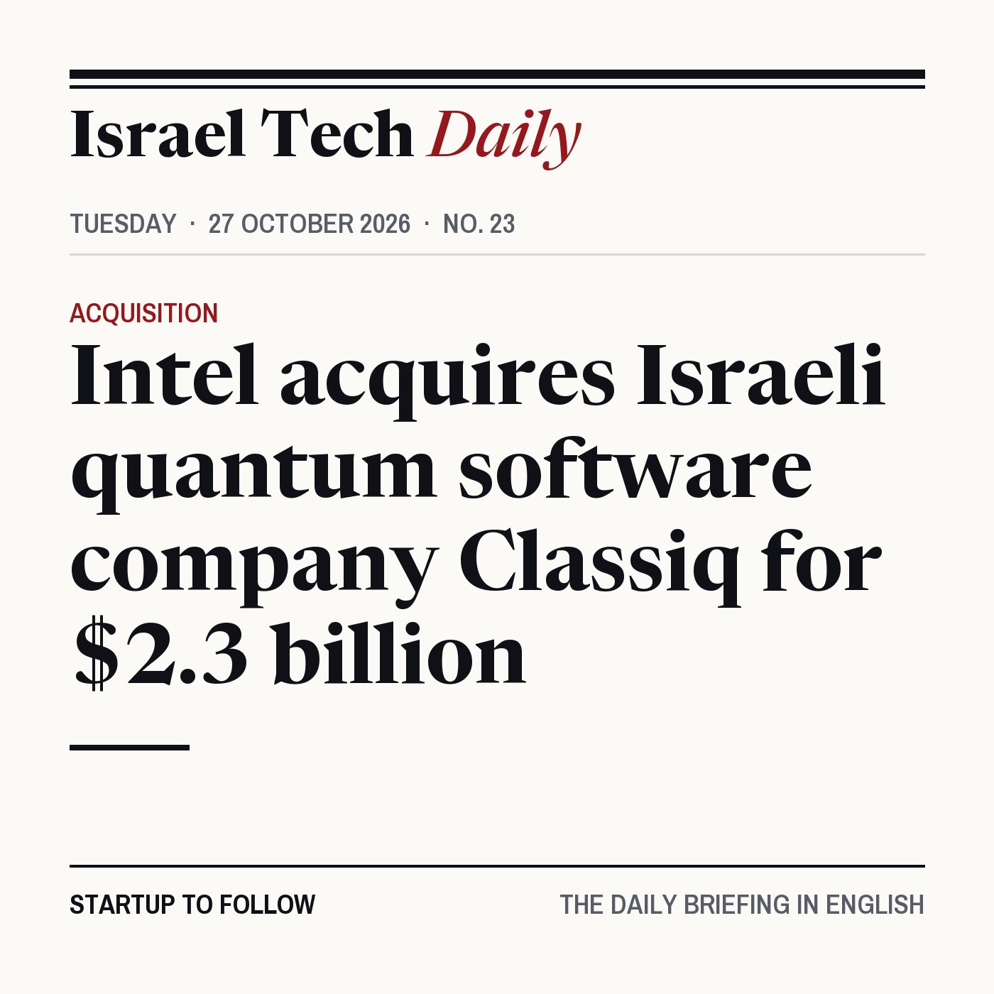 Israel Tech Daily, 27 October 2026