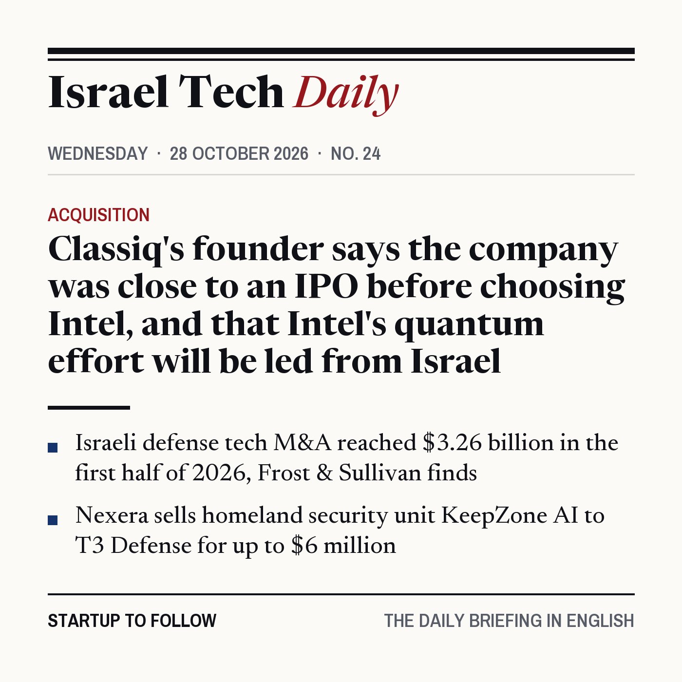Israel Tech Daily, 28 October 2026